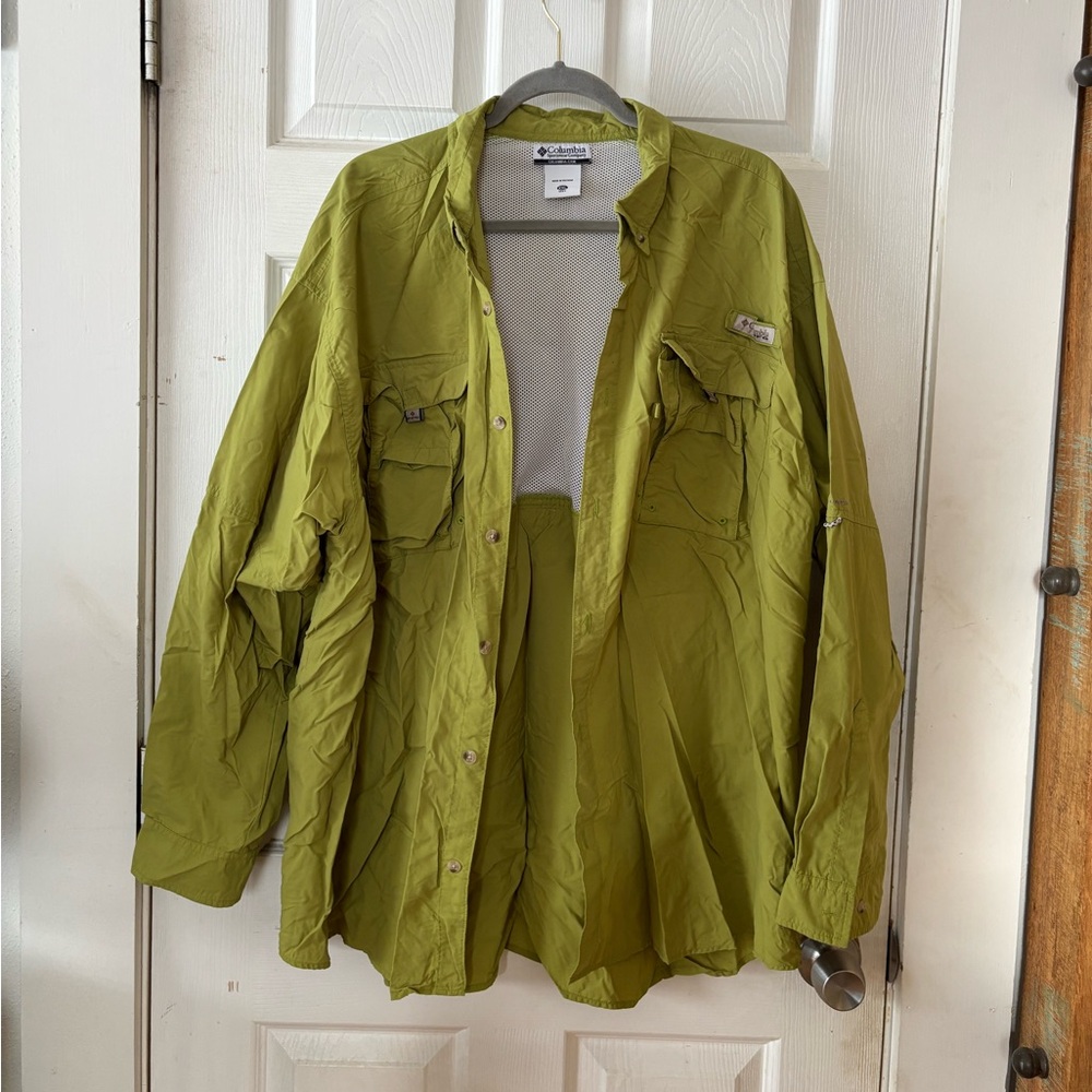 Columbia Performance Fishing Gear Green Long Sleeved Shirt Size XXL